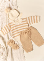 Beige Striped Sweater Set