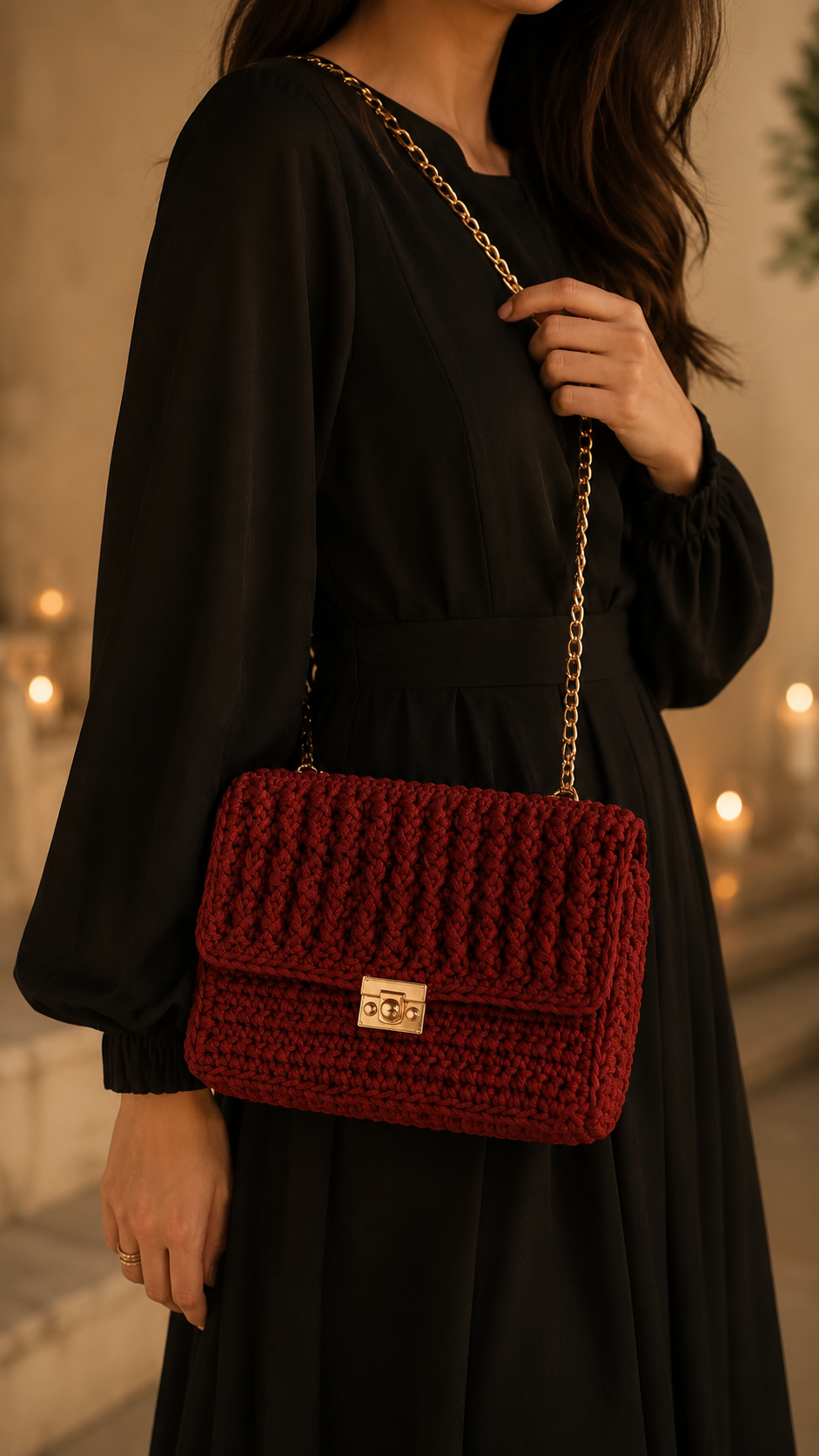 Luxe Weave Crochet Crossbody Bag